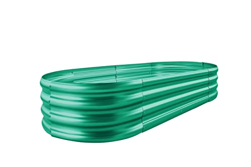 Land Guard Galvanized Raised Garden Bed Kit, Oval Large Metal Planter Box U192