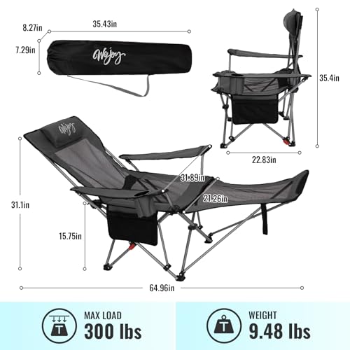 #WEJOY 2-in-1 Reclining Camping Chair with Footrest for Adults B28363