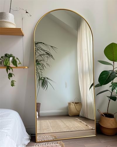 Arched Full Length Floor Mirror 76"x34" Black Freestanding I957