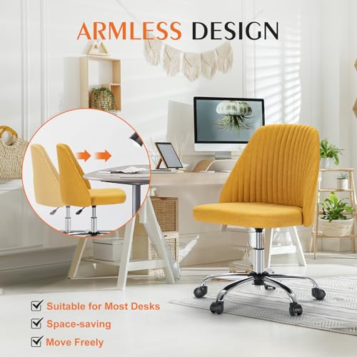Sweetcrispy Armless Office Chair with Wheels, Adjustable Swivel Task Chair S259576