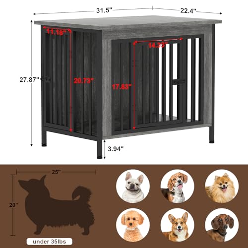 EasyCom XL Wooden Dog Crate Furniture for Medium and Large Breeds, 2 Doors A673