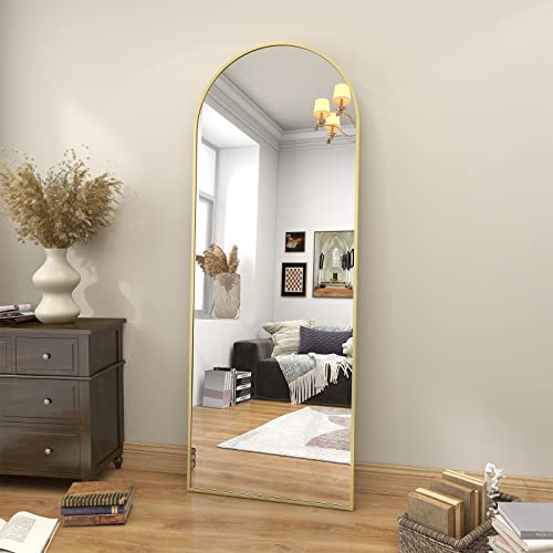 BEAUTYPEAK 65"x24" Arched Full Length Floor Mirror, Black D361