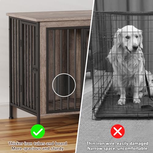 EasyCom XL Wooden Dog Crate Furniture for Medium and Large Breeds, 2 Doors A673