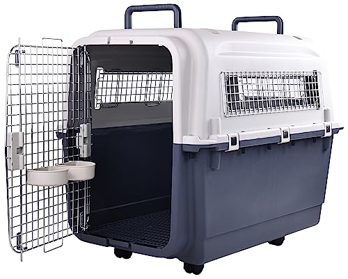 Plastic Dog Crate with Rolling Wheels, Airline Approved, Medium S135464