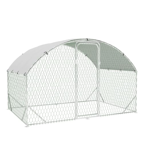 Large Metal Chicken Coop Walk-in Poultry Cage with Waterproof Cover, Double Lockable Doors X5588