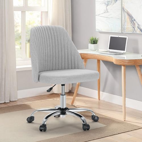 Sweetcrispy Armless Office Chair with Wheels, Adjustable Swivel Task Chair S259576