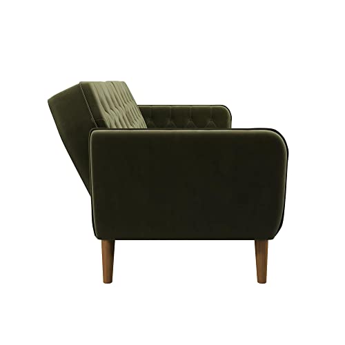 Novogratz Tallulah Memory Foam Futon Convertible Couch, Camel Faux Leather F5939