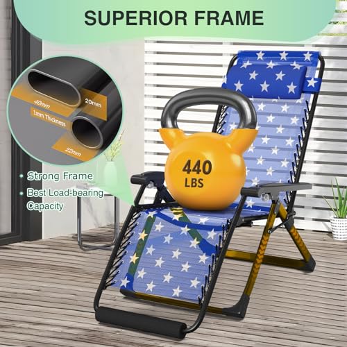 Suteck Zero Gravity Chair Reclining Camping Lounge with Removable Cushion and Cup Holder Z41184