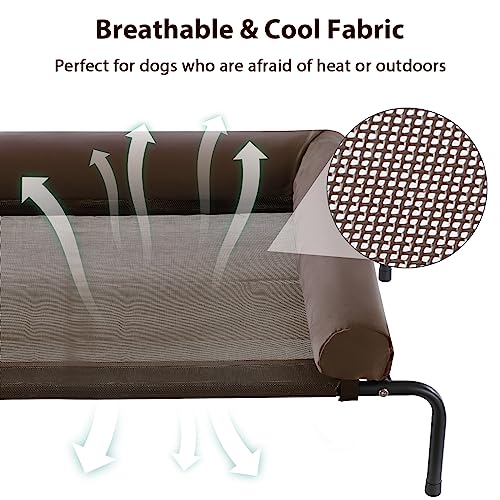 Cooling Elevated Dog Bed for Large Dogs, Waterproof Raised Cot with Headrest, Grey W43220