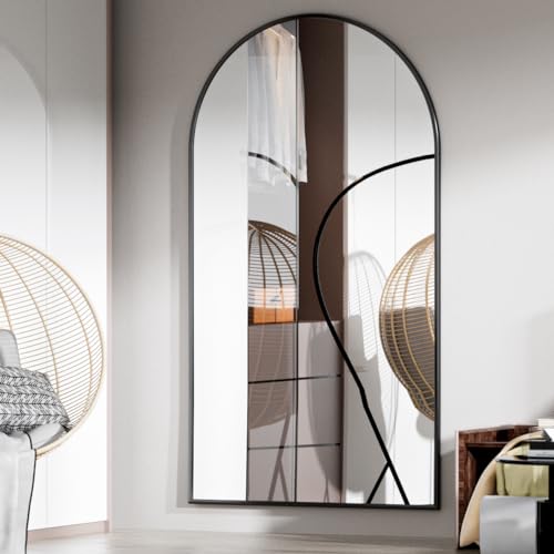 BEAUTYPEAK 65"x24" Arched Full Length Floor Mirror, Black D361