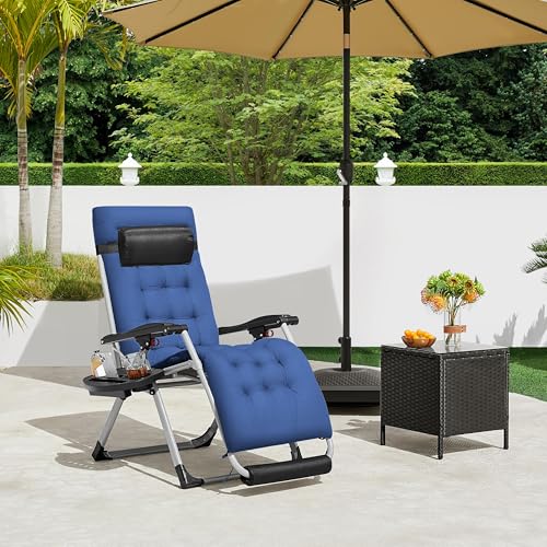 Yaheetech Zero Gravity Chair Folding Recliner with Removable Pad and Headrest, Gray Q7795