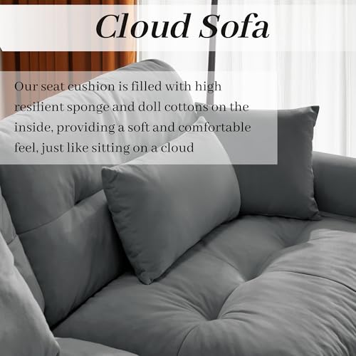 130" Modular Sectional Sofa with Movable Ottoman, Velvet Upholstered, Green Y4976