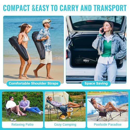 #WEJOY 2-in-1 Reclining Camping Chair with Footrest for Adults B28363