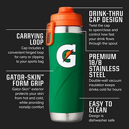 Gatorade Stainless Steel Sport Bottle 26oz Double-Wall Insulation Green L87171