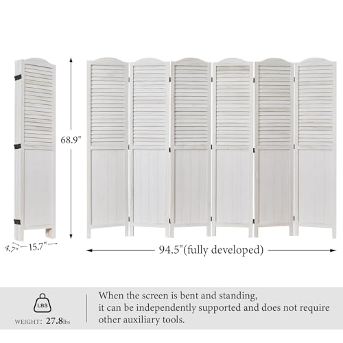 Room Partitions and Dividers, 5.6 Ft Tall Folding Wood Screen, 4 Panels S6959