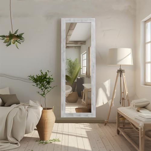 MELOMOIR Rustic Farmhouse Full Length Mirror 64"x21" Wood Frame Floor Mirror U91698