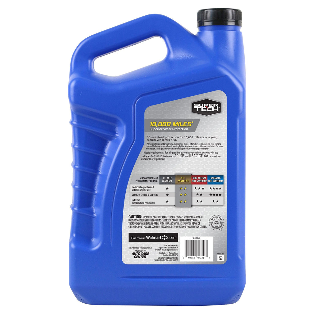 Super Tech Full Synthetic SAE 5W-20 Motor Oil, 5 Quarts P181