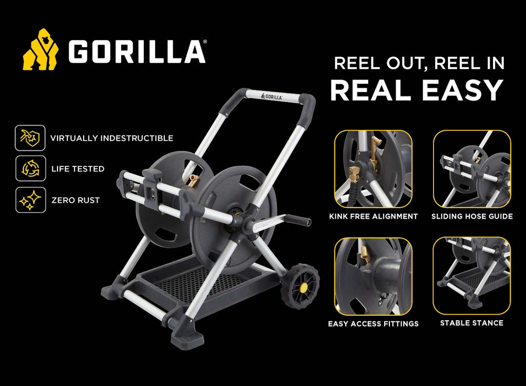 Gorilla 150 ft. Aluminum Zero-Rust Upright Hose Reel E14305