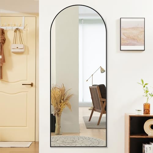 Sweetcrispy 64"x21" Arched Full Length Mirror, Standing or Leaning, Gold U4556