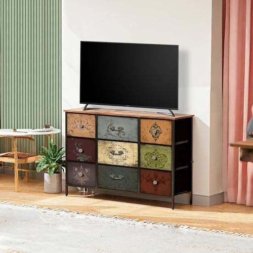 9-Drawer Fabric Dresser for Bedroom, TV Stand Storage Cabinet U5871