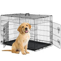 BestPet 42 Inch Folding Metal Wire Dog Crate with Double-Door and Removable Tray O49217