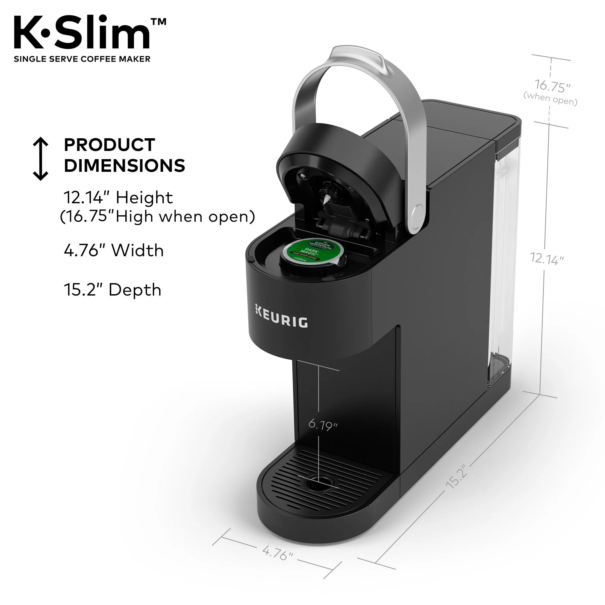 Keurig K-Slim Single-Serve K-Cup Pod Coffee Maker, Black W853