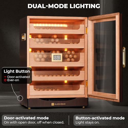 Cigar Humidor Cabinet for 250 Cigars with LED Light, Spanish Cedar Lining W1599