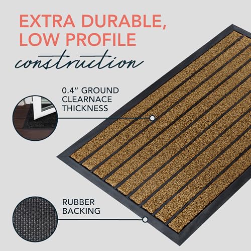 ubdyo Extra Durable Door Mat Non-Slip Outdoor Entrance 30" x 17" Bright Brown W5648