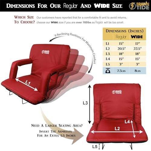 BRAWNTIDE Stadium Seat with Back Support, Cushion, Cup Holders J7745
