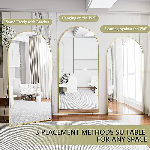 BEAUTYPEAK 65"x24" Arched Full Length Floor Mirror, Black D361