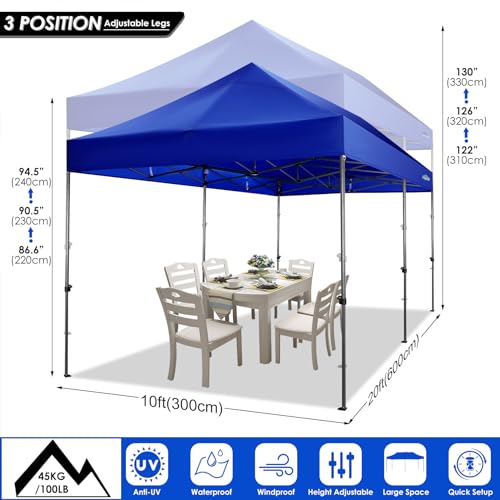 COBIZI 10x20 Heavy Duty Pop Up Canopy Tent with 6 Sidewalls, White A84790