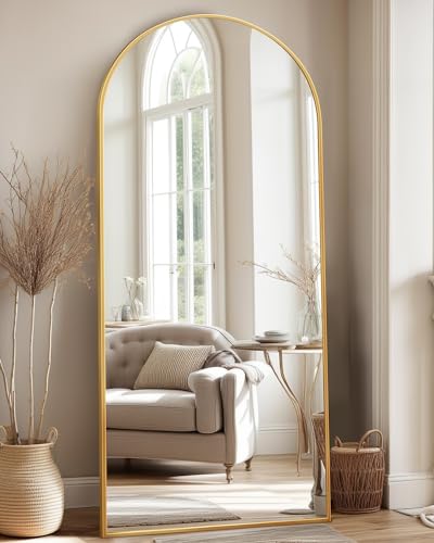 Arched Full Length Floor Mirror 76"x34" Black Freestanding I957