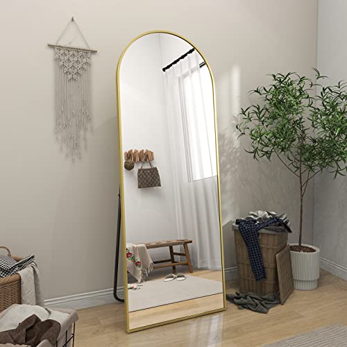 BEAUTYPEAK 65"x24" Arched Full Length Floor Mirror, Black D361