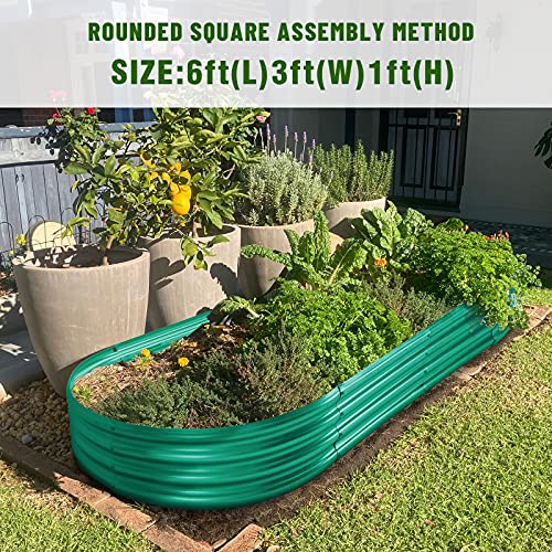Land Guard Galvanized Raised Garden Bed Kit, Oval Large Metal Planter Box U192