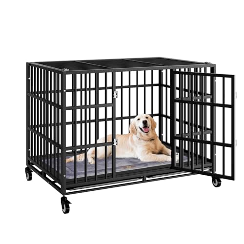 54 Inch Heavy Duty Dog Crate with Wheels for Large Dogs D47062