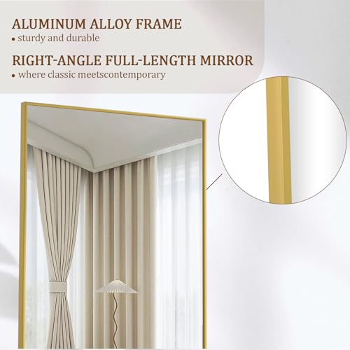 Koonmi Large Full Length Mirror with Stand, Aluminum Alloy Frame, Black G7504