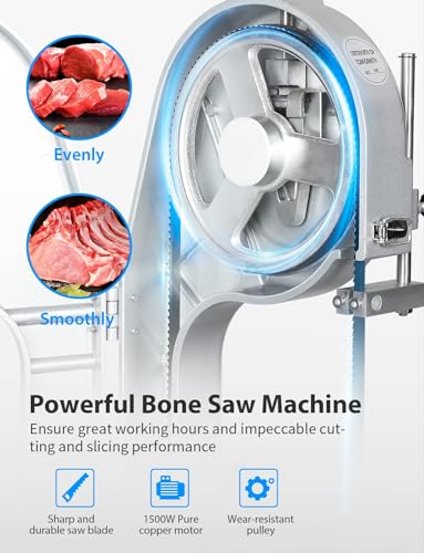 1500W Electric Bone Saw Machine 2.6HP Frozen Meat Cutter 110V Commercial Bandsaw Y3937