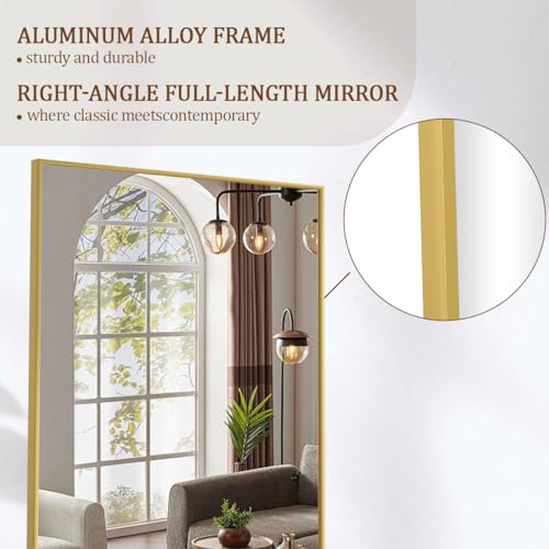 Koonmi Large Full Length Mirror with Stand, Aluminum Alloy Frame, Black G7504