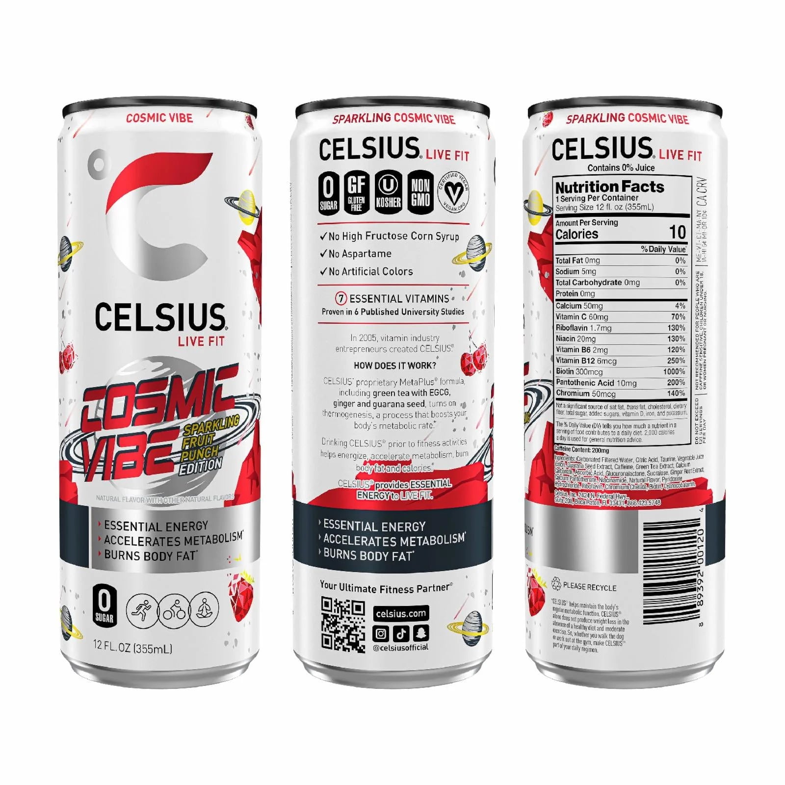 CELSIUS Sparkling Space Variety Pack, Functional Energy Drink, 12 fl oz, 12-Pack T823