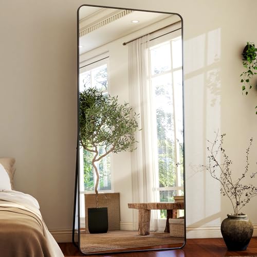 HARRITPURE 56" x 21" Rounded Full Length Floor Mirror with Aluminum Frame I85546