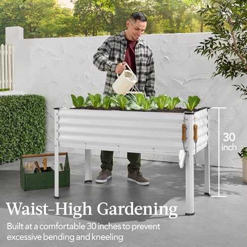Best Choice Products 48x24x30in Galvanized Raised Garden Bed, Metal Elevated Planter Box, Dark Green S888804