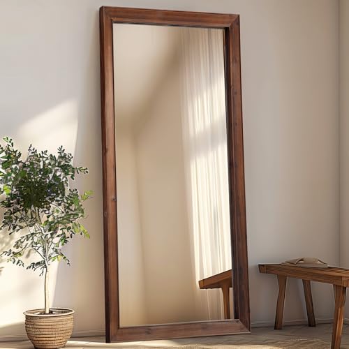 MELOMOIR Rustic Farmhouse Full Length Mirror 64"x21" Wood Frame Floor Mirror U91698