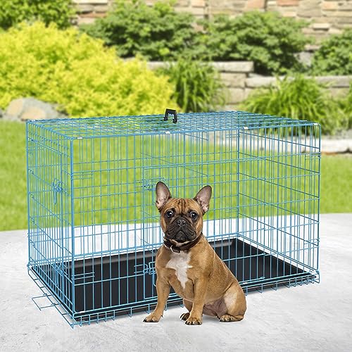 BestPet 42 Inch Folding Metal Wire Dog Crate with Double-Door and Removable Tray O49217