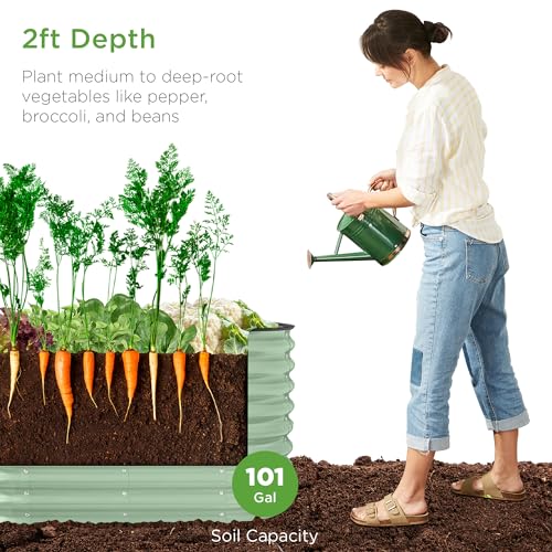Best Choice Products 8x2x2ft Metal Raised Garden Bed Oval Planter Box for Vegetables, Herbs B5622