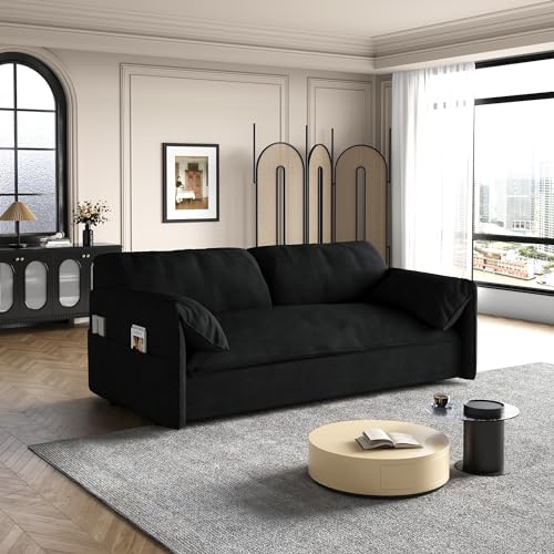 Queen Size Futon Sofa Bed with 2 Pillows, Blue V9731
