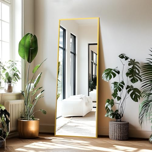 Delma Wall Full Length Mirror with Aluminium Frame, 56x15, Black Z730