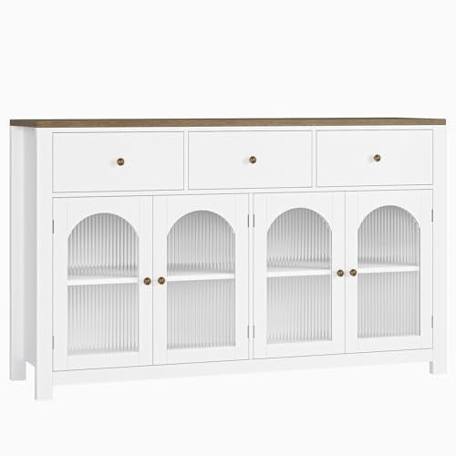 FINETONES Buffet Cabinet with Storage, 55.1" Farmhouse Sideboard, Black C356454