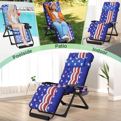 Suteck Zero Gravity Chair Reclining Camping Lounge with Removable Cushion and Cup Holder Z41184