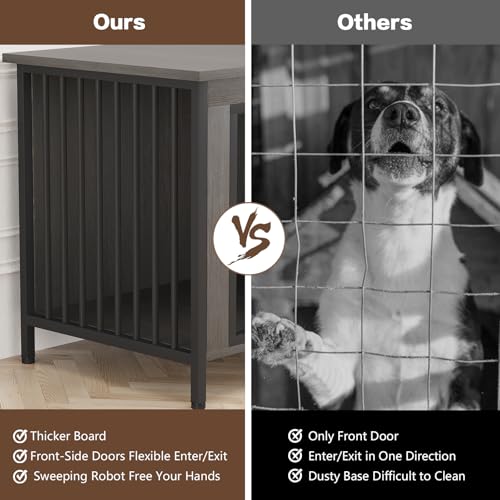 EasyCom XL Wooden Dog Crate Furniture for Medium and Large Breeds, 2 Doors A673
