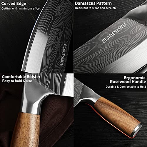 BLADESMITH Meat Cleaver Bone Chopper Knife, 6.3'' Stainless Steel Blade with Pear Wood Handle Q434